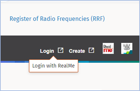 Screenshot of Login with RealMe button.